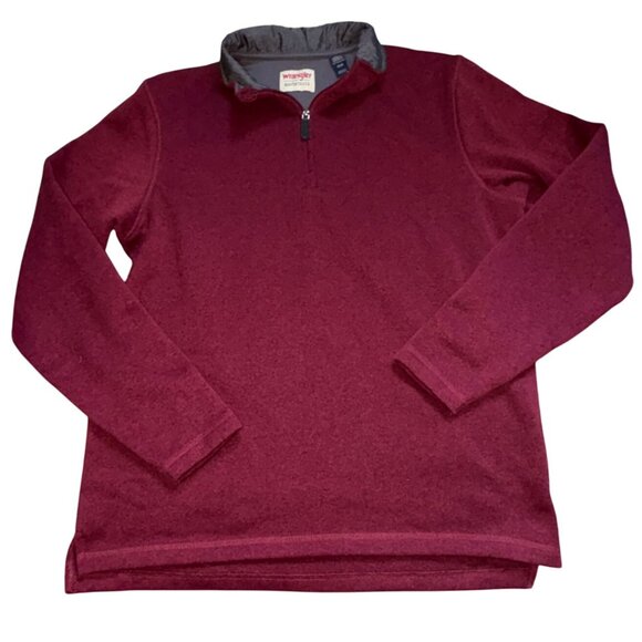 Wrangler Men's Long Sleeve Fleece Quarter-Zip-Zinfandel Heather-M-GUC - Picture 1 of 4